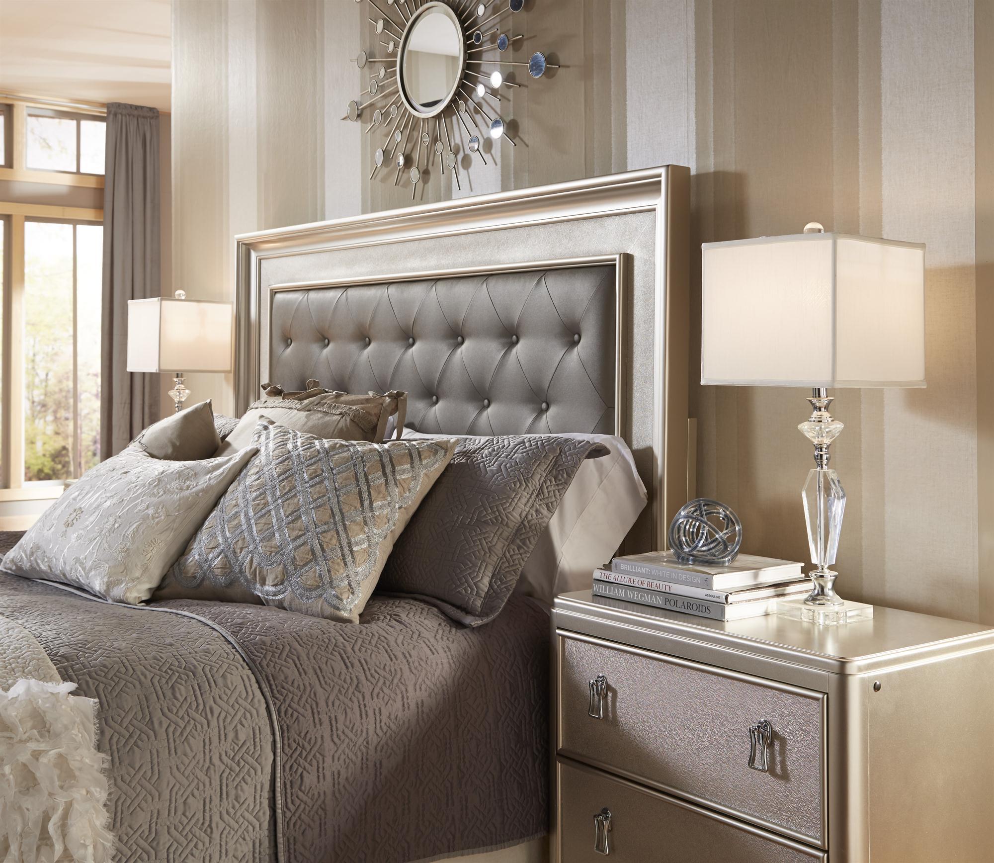 Samuel Lawrence Diva King Panel Bed w/ Tufted Headboard Royal